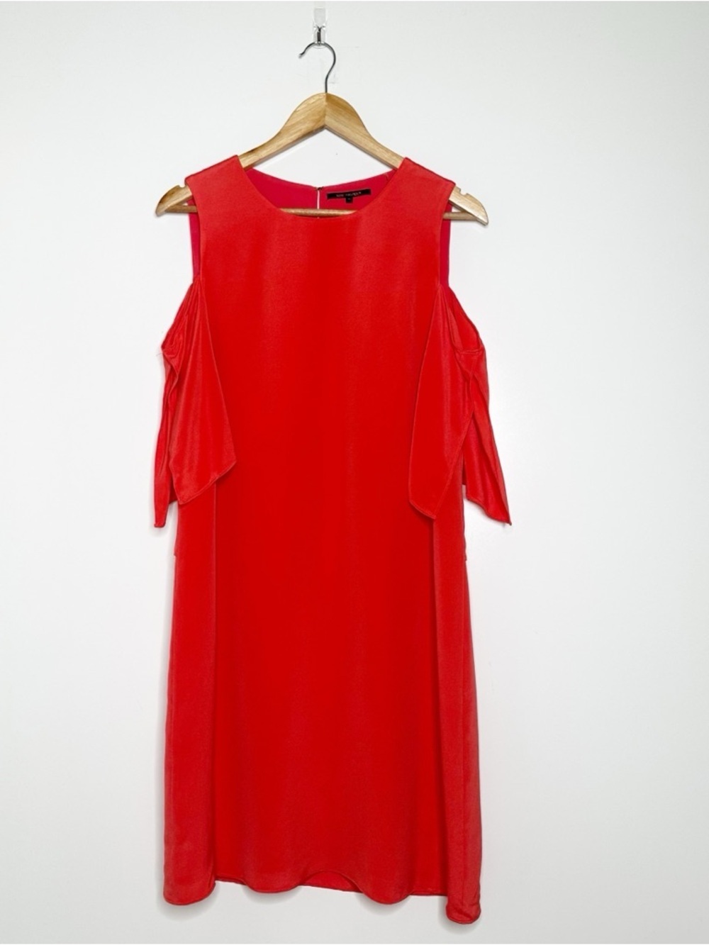 Kobi Halperin Coral Cold-Shoulder 100% Silk Shift Dress Size Medium